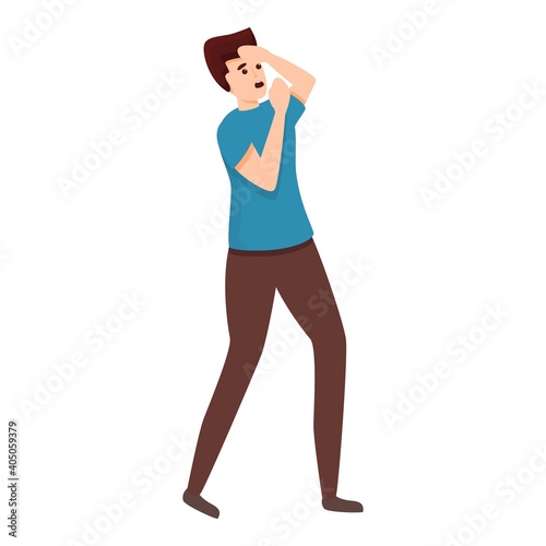 Scared young boy icon. Cartoon of scared young boy vector icon for web design isolated on white background