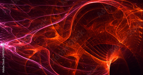 3D rendering abstract multicolor fractal light background