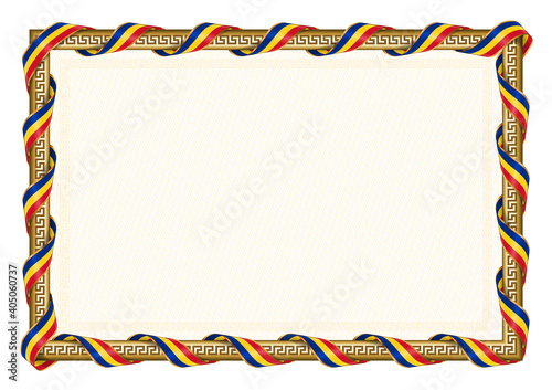 Horizontal  frame and border with Romania flag
