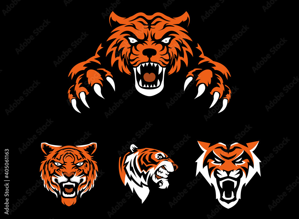 Fototapeta premium Tiger head vector illustration for t-shirt design, logo, icon, image, simple background