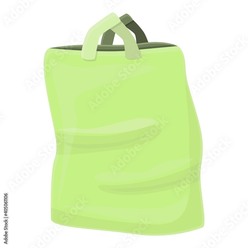Biodegradable plastic green bag icon. Cartoon of biodegradable plastic green bag vector icon for web design isolated on white background