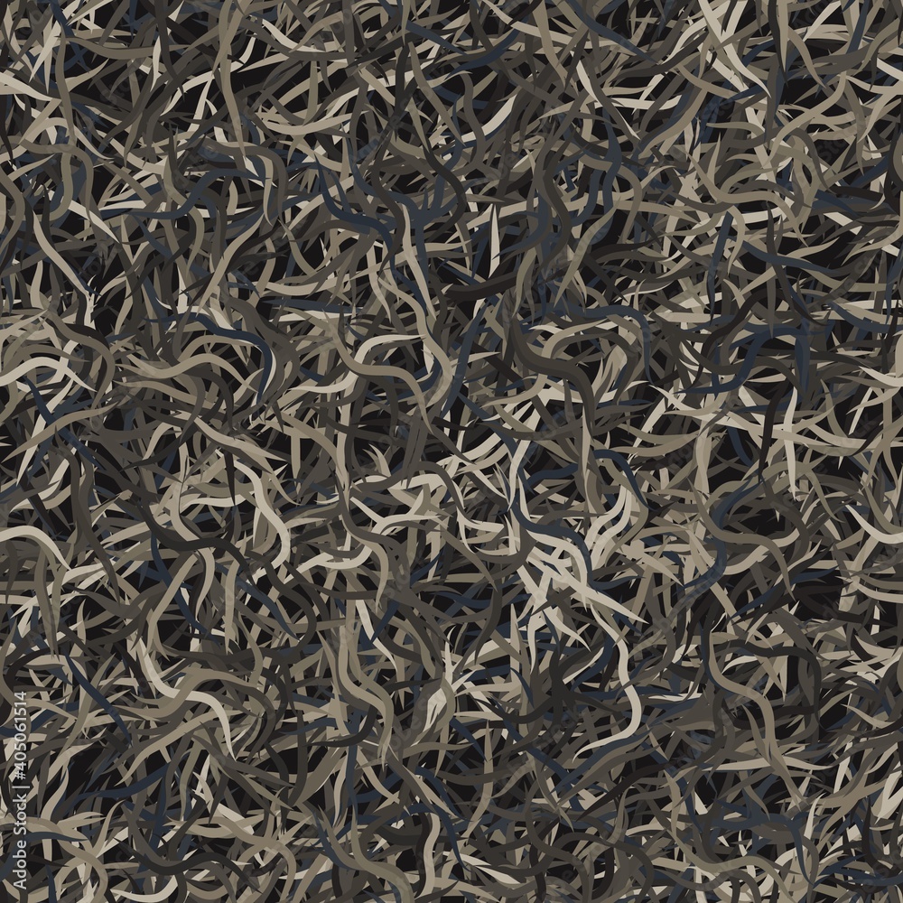 Vector military ghillie camouflage seamless pattern with grass and leaves Vector military ghillie camouflage seamless pattern with grass and leaves