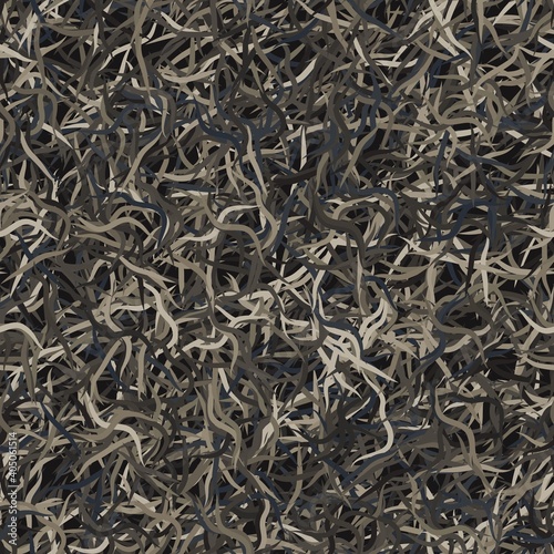 Vector military ghillie camouflage seamless pattern with grass and leaves