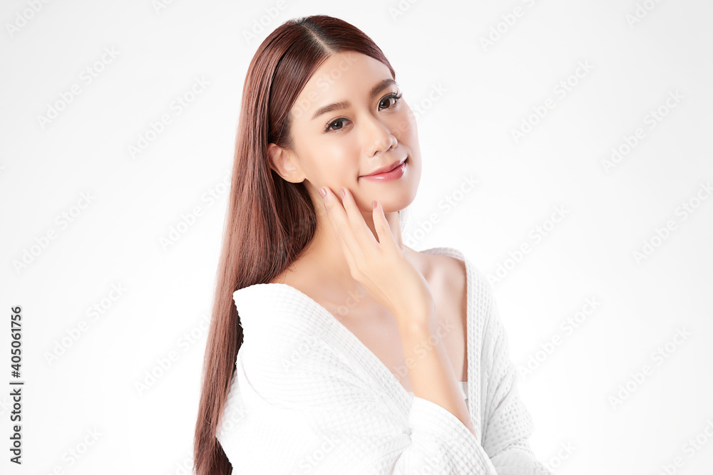 Beautiful young asian woman with clean fresh skin on white background, Face care, Facial treatment, Cosmetology, beauty and spa, Asian women portrait Beautiful young asian woman with clean fresh skin on white background, Face care, Facial treatment, Cosmetology, beauty and spa, Asian women portrait