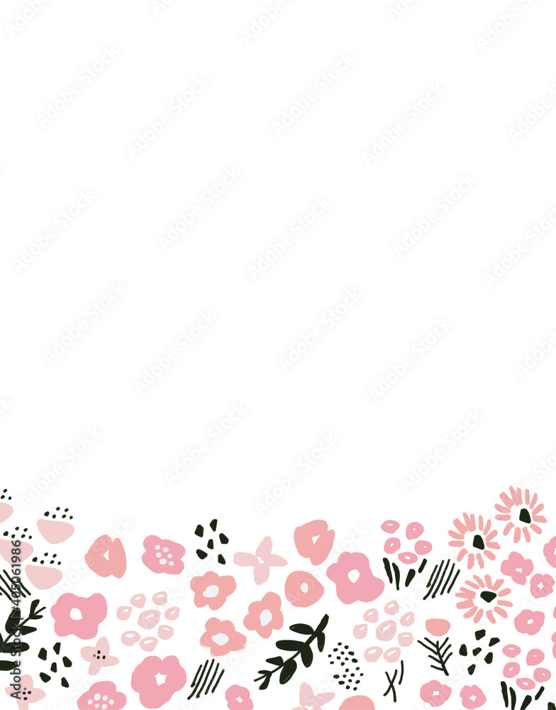 Vecteur Stock 水彩風の花イラストを使った背景フレーム Adobe Stock