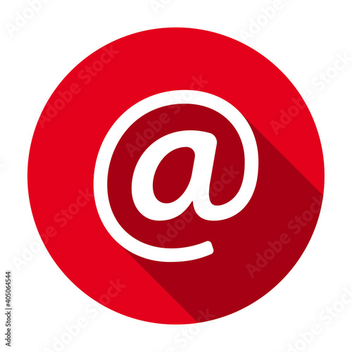 Free Download Red flat round email icon, button with long shadow isolated on a white background. Vector illustration. - GFXLoad