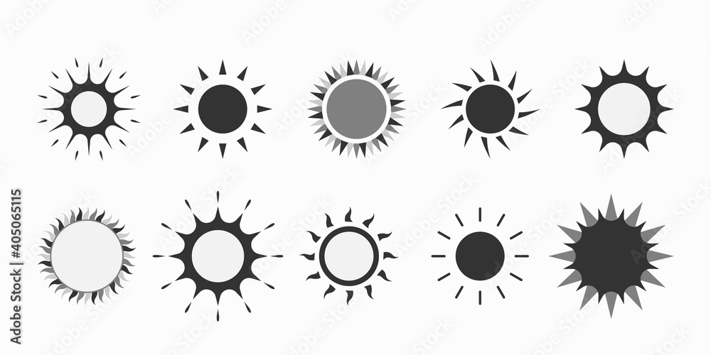 Suns icons collection. Vector set illustration