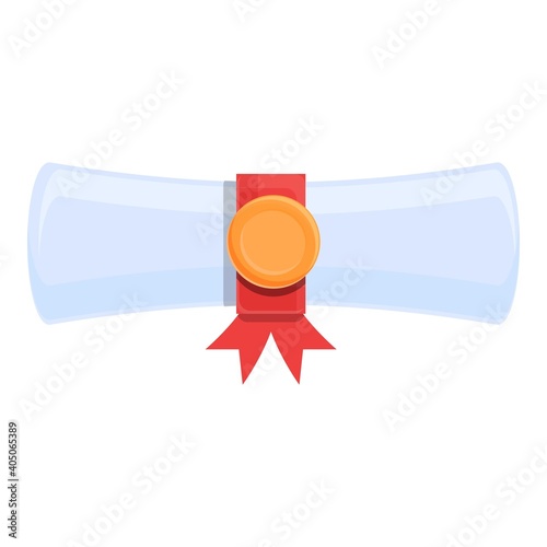 Graduation paper diploma icon. Cartoon of graduation paper diploma vector icon for web design isolated on white background
