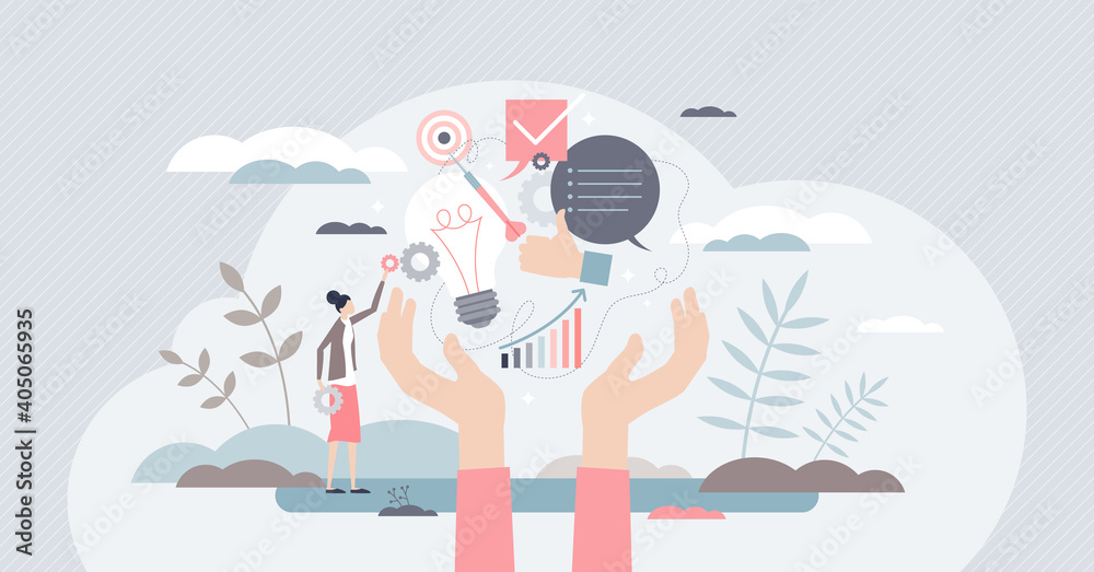 Skills set as ability and competence to work performance tiny person concept Skills set as ability and competence to work performance tiny person concept