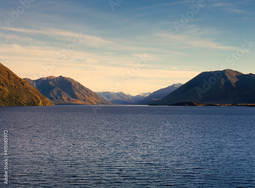 Lake Coleridge surrounded by mountains photo