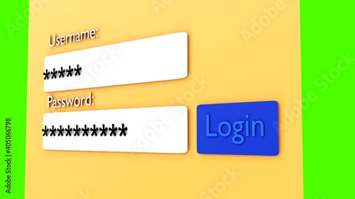 Login form page. animated registration window