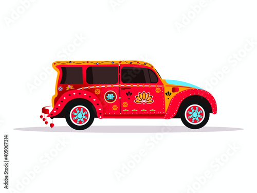 Pakistani truck art on vehicle vector illustration design