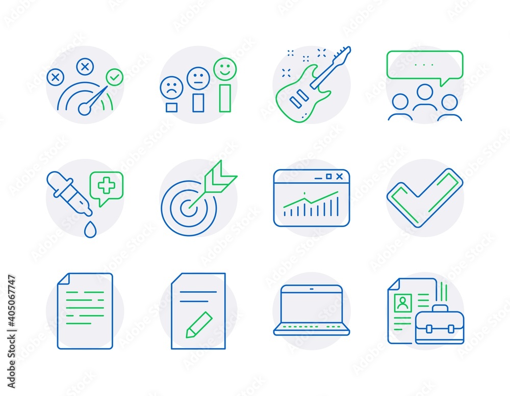 Education icons set. Included icon as Document, Meeting, Notebook signs ...
