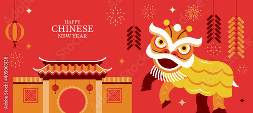 Chinese New Year, Lion Dance Character Background