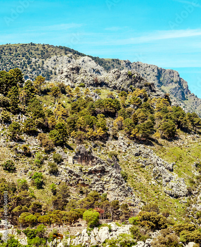 Mountains on a sunny day in the Sierra de Grazalema In Spain