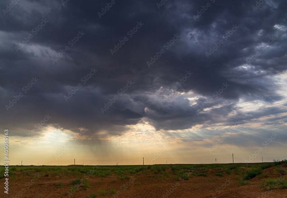 Dramatic stormy sky in desert before thunderstorm Dramatic stormy sky in desert before thunderstorm