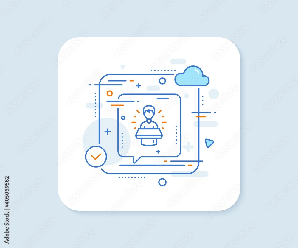 Brand ambassador line icon. Abstract vector button. Man speaking sign. Advertisement symbol. Brand ambassador line icon. Speech bubble concept. Vector Brand ambassador line icon. Abstract vector button. Man speaking sign. Advertisement symbol. Brand ambassador line icon. Speech bubble concept. Vector