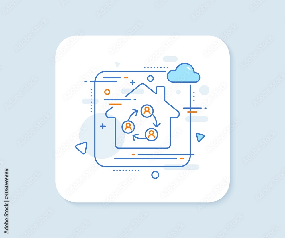 Teamwork line icon. Abstract vector button. Business seminar sign. Job meeting symbol. Teamwork line icon. Home concept badge. Vector Teamwork line icon. Abstract vector button. Business seminar sign. Job meeting symbol. Teamwork line icon. Home concept badge. Vector