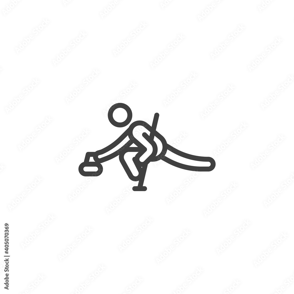 Curling sport line icon. linear style sign for mobile concept and web design. Ice curling outline vector icon. Symbol, logo illustration. Vector graphics Curling sport line icon. linear style sign for mobile concept and web design. Ice curling outline vector icon. Symbol, logo illustration. Vector graphics