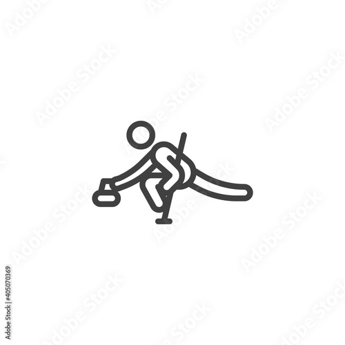 Curling sport line icon. linear style sign for mobile concept and web design. Ice curling outline vector icon. Symbol  logo illustration. Vector graphics