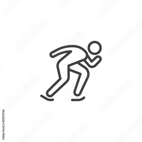 Speed skating sport line icon. linear style sign for mobile concept and web design. Ice skating outline vector icon. Symbol  logo illustration. Vector graphics