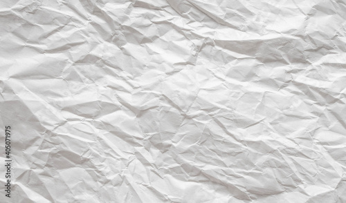 White crumpled paper close up texture background