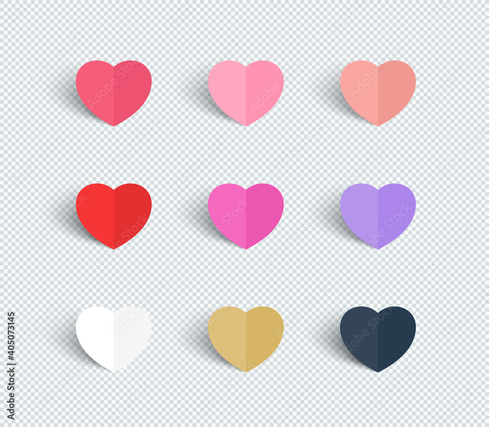 Love Heart Shapes Paper Valentines Day Decoration Set