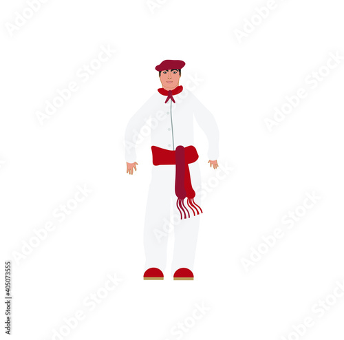 Obraz na płótnie man dressed in the typical Pamplona costume at San Fermin festivities w salonie