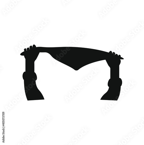 typical red handkerchief of san fermin festivities in pamplona spain held with hands