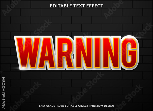 warning text effect with bold style use for product brand and business logo 