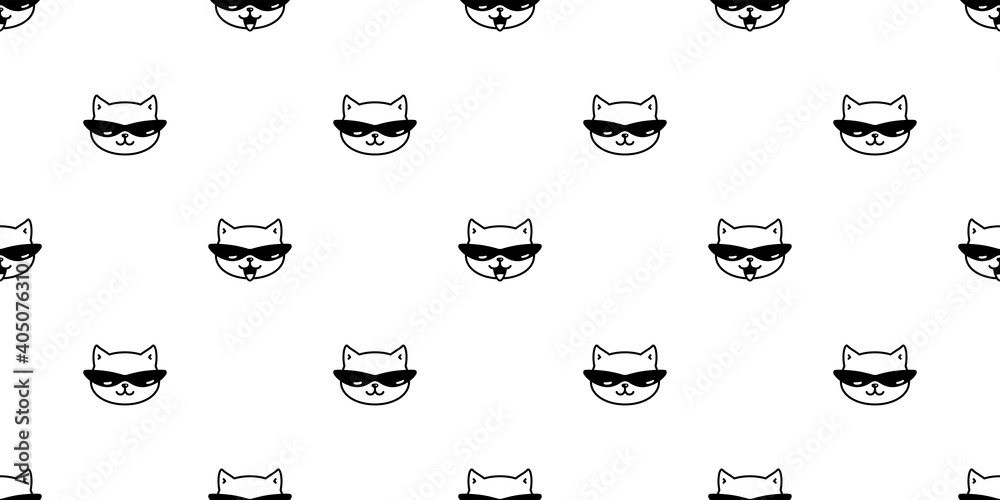 cat seamless pattern kitten sunglasses calico vector pet scarf isolated repeat background cartoon animal tile wallpaper illustration doodle design
