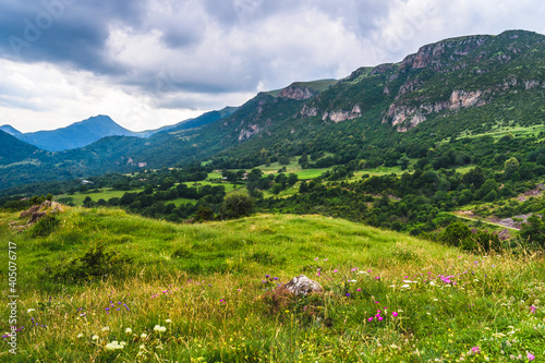 Summer mountain landscape (Serra Cavallera, Spain, Ogassa) photo
