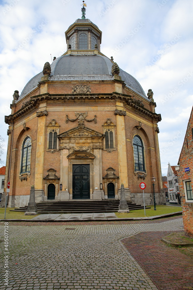 The octagonal shaped Oostkerk church in Middelburg, Zeeland, Netherlands