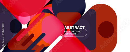 Flat geometric round shapes and dynamic lines, abstract background. Vector illustration for placards, brochures, posters and banners