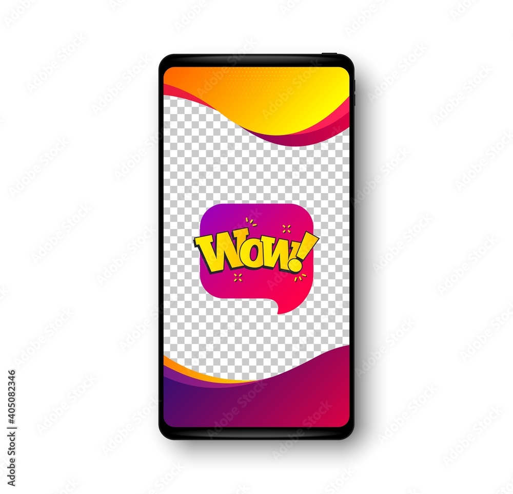 Wow chat bubble banner. Phone mockup vector banner. Discount sticker shape. Sale coupon icon. Social story post template. Wow bubble badge. Cell phone frame. Liquid modern background. Vector Wow chat bubble banner. Phone mockup vector banner. Discount sticker shape. Sale coupon icon. Social story post template. Wow bubble badge. Cell phone frame. Liquid modern background. Vector