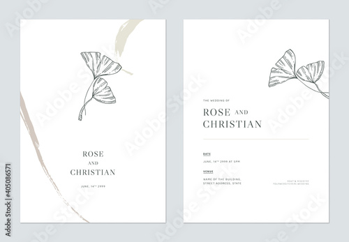 Minimal floral wedding invi...