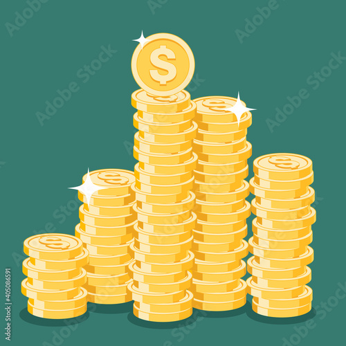 Set of cent coins in flat style. Design element for poster, card, banner, flyer. Vector illustration