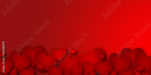 Red gradient background with many red hearts below