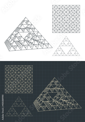 fractal pyramid drawings