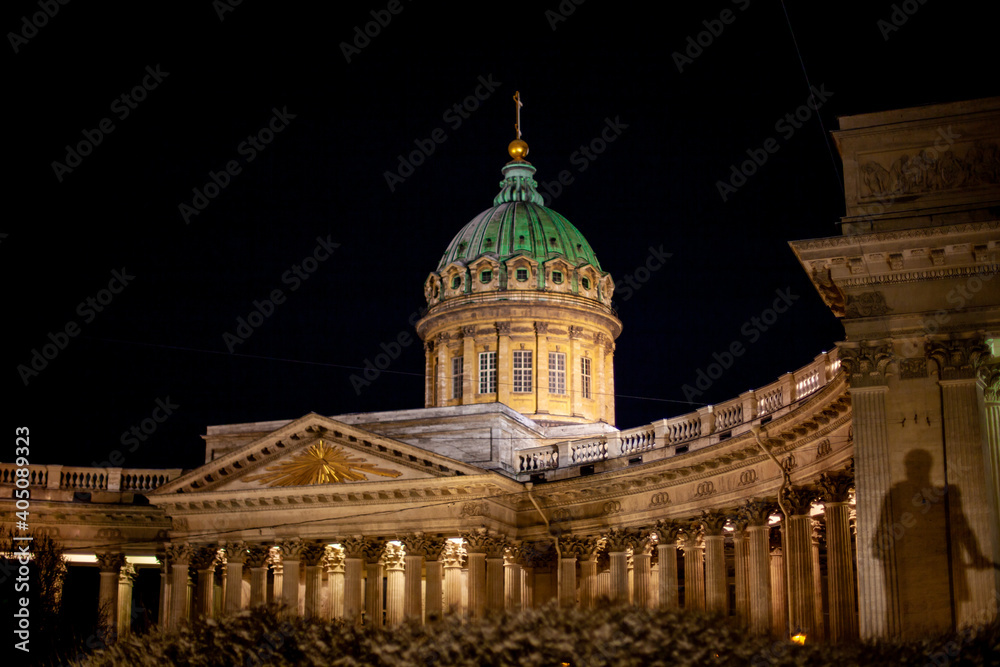 St. Petersburg Kazan Cathedral at night