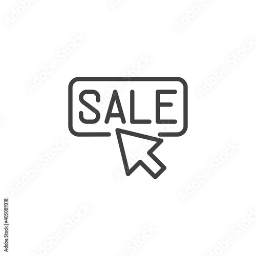 Click to sale line icon. linear style sign for mobile concept and web design. Mouse cursor and sale outline vector icon. Symbol, logo illustration. Vector graphics