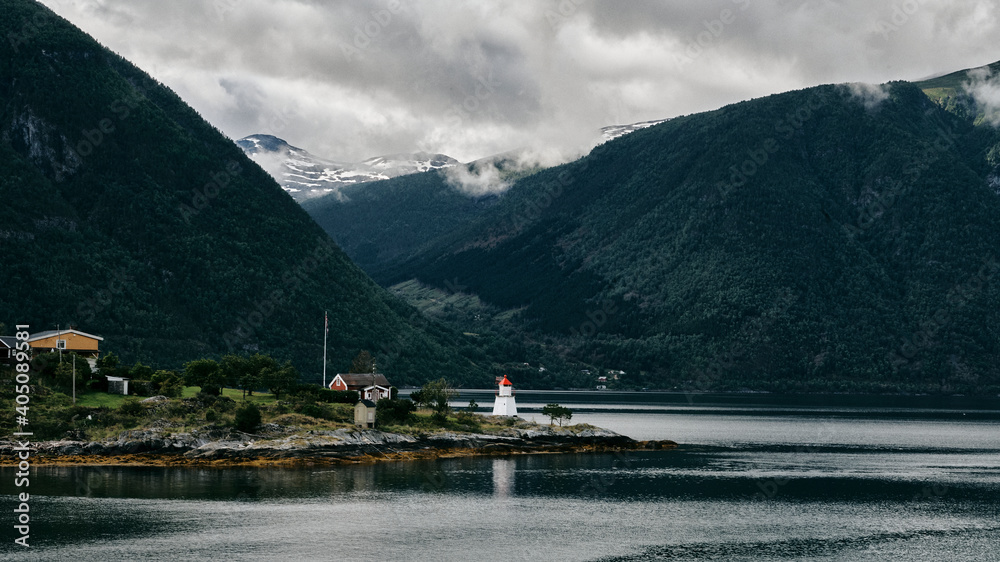 Norwegen Fjord Leuchtturm  