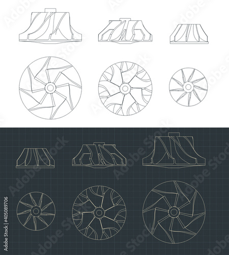 Turbine impellers blueprints Set