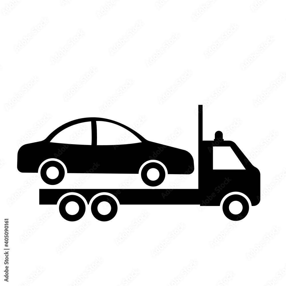 Car Towing Truck on white background. illustration