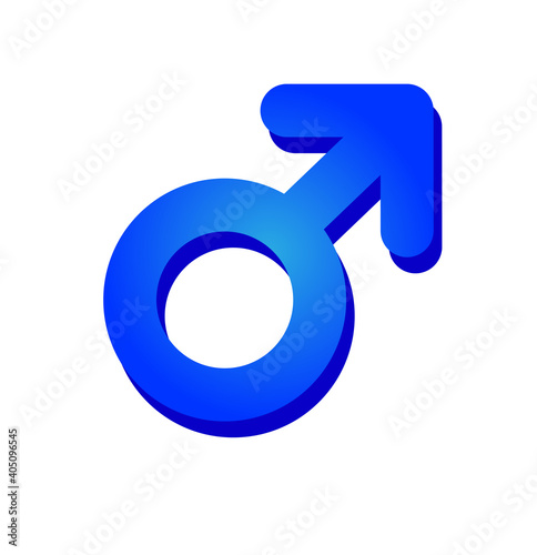 Male gender symbol blue icon in flat style