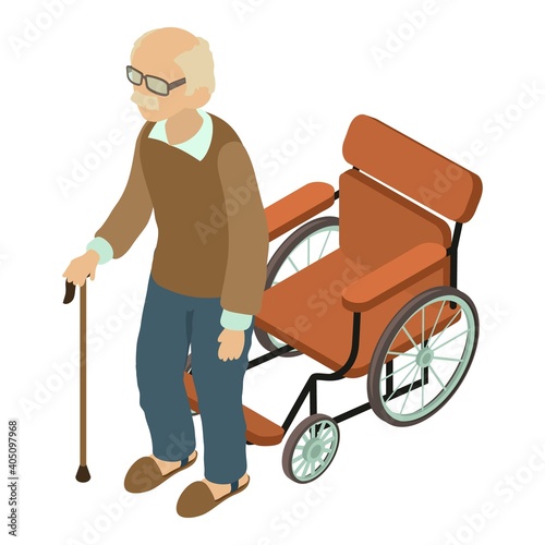 Man disabled icon. Isometric illustration of man disabled vector icon for web photo