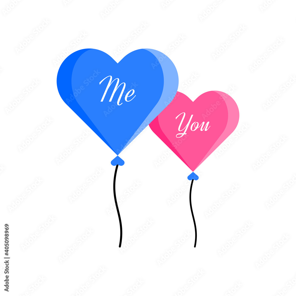 Two Balloon Love Couple Heart Illustration Icon Vector Template