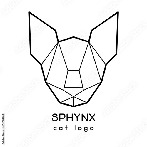 Vector low poly sphynx cat face logo design