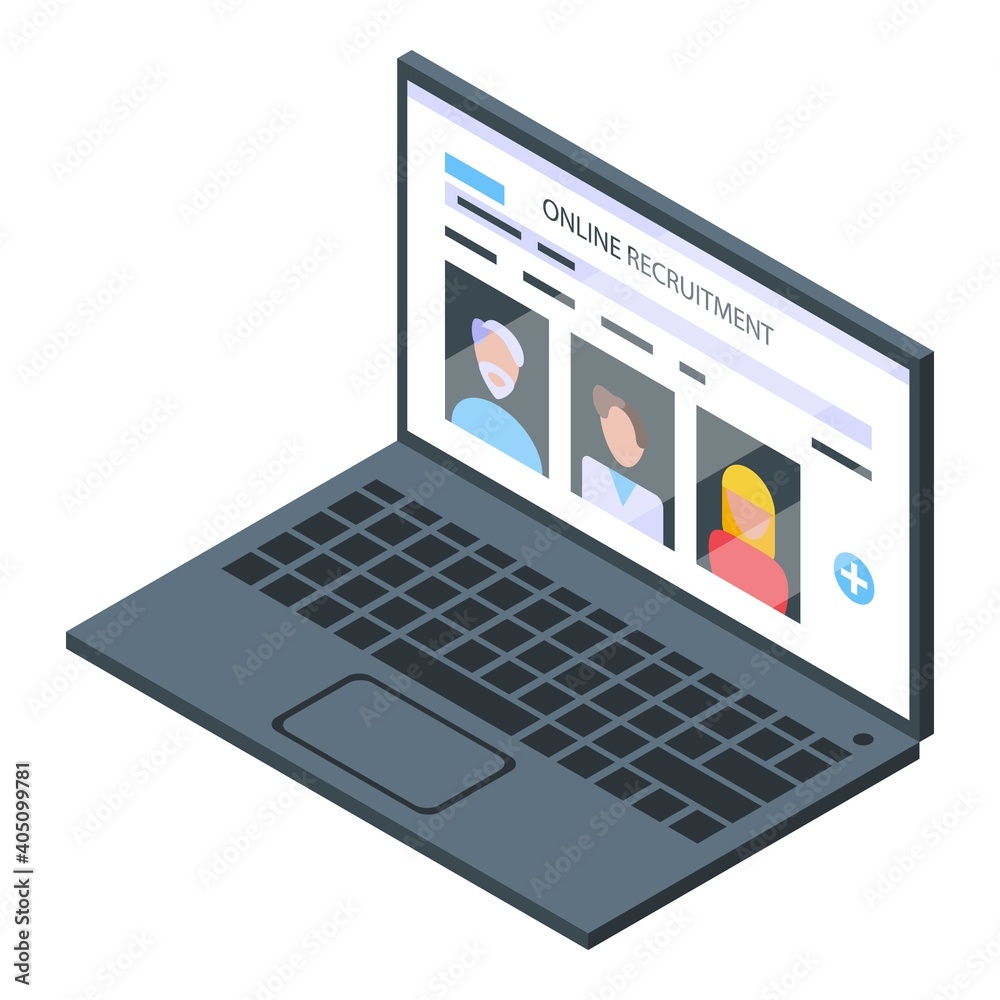 Laptop recruitment icon. Isometric of laptop recruitment vector icon for web design isolated on white background