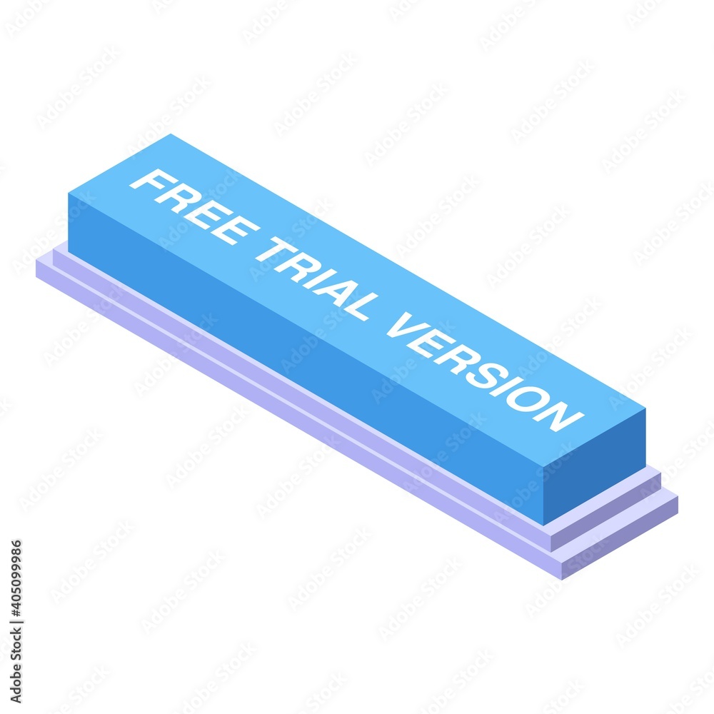 Trial button icon. Isometric of trial button vector icon for web design isolated on white background Trial button icon. Isometric of trial button vector icon for web design isolated on white background